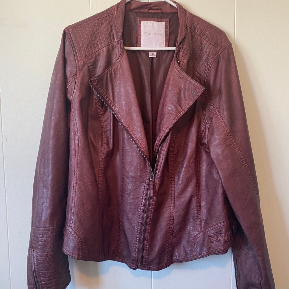 Maurices Maroon Leather Jacket